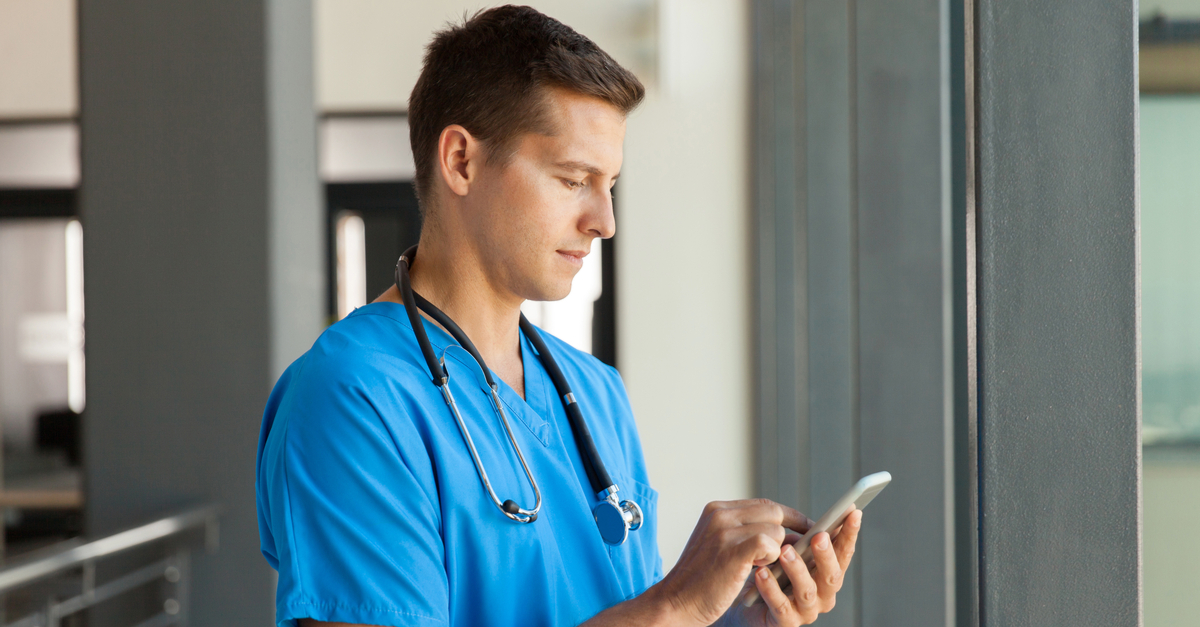Healthcare professional on mobile phone-1